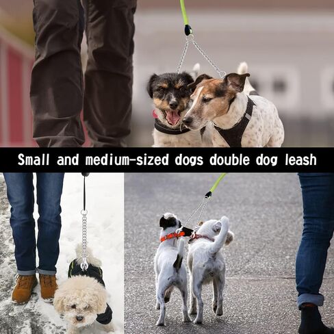 Metal Double Dog Lead,Double Leashes for 2 Dogs Double Dog Metal Chain Heavy Duty 2 Way Dog Lead No-Tangle Two Way Leashs for Pet Walking Training (2.5mm x 40cm) in Kuwait