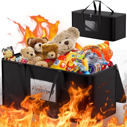 Foldable Large Storage Toy Box Chest for Boys Girls,Fireproof Toy Storage Organizer with Lid,Sturdy Storage totes for Stuffed and Motorized Toys-Closet, Nursery, Playroom,28.7"x14.2"x13.9",Black in Kuwait