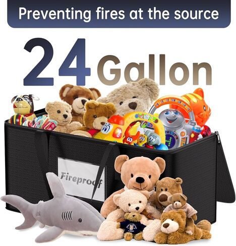 Foldable Large Storage Toy Box Chest for Boys Girls,Fireproof Toy Storage Organizer with Lid,Sturdy Storage totes for Stuffed and Motorized Toys-Closet, Nursery, Playroom,28.7"x14.2"x13.9",Black in Kuwait