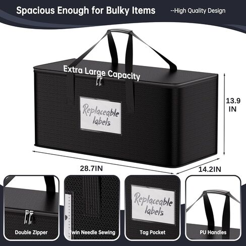 Foldable Large Storage Toy Box Chest for Boys Girls,Fireproof Toy Storage Organizer with Lid,Sturdy Storage totes for Stuffed and Motorized Toys-Closet, Nursery, Playroom,28.7"x14.2"x13.9",Black in Kuwait