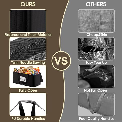 Foldable Large Storage Toy Box Chest for Boys Girls,Fireproof Toy Storage Organizer with Lid,Sturdy Storage totes for Stuffed and Motorized Toys-Closet, Nursery, Playroom,28.7"x14.2"x13.9",Black in Kuwait