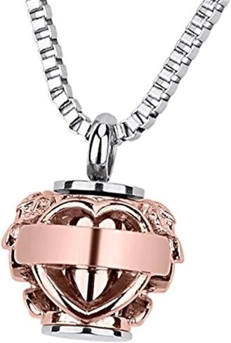 Urn Necklace for Ashes, Cremation Jewelry Urn Necklace for Ashes with Hollow Heart Rose Memorial Pendant Necklace Keepsake Memory Jewelry for Human for Women Men in Kuwait