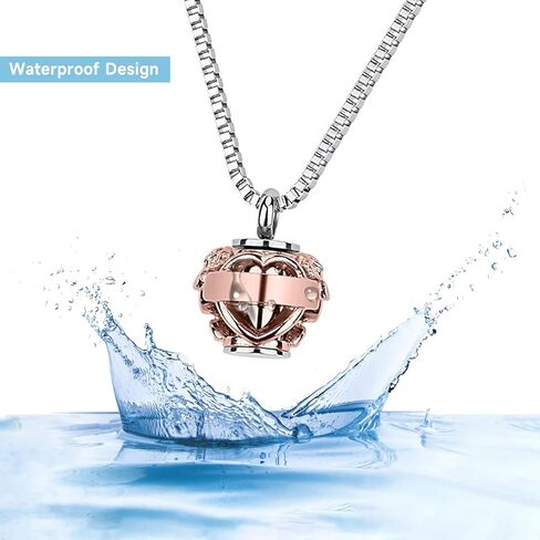 Urn Necklace for Ashes, Cremation Jewelry Urn Necklace for Ashes with Hollow Heart Rose Memorial Pendant Necklace Keepsake Memory Jewelry for Human for Women Men in Kuwait