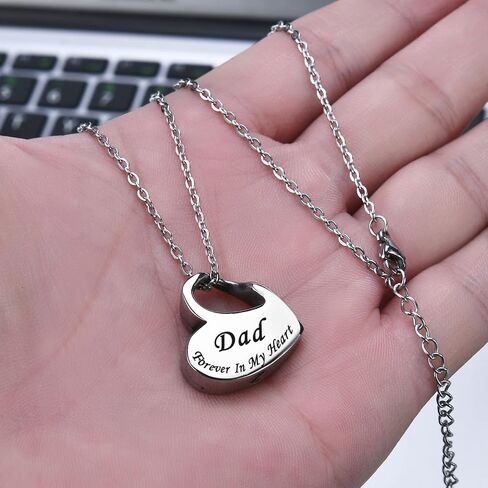 YOTHIWAD Heart Urn Necklace for Ashes Cremation Jewelry Forever in My Heart Engraved Stainless Steel Keepsake Waterproof Memorial Pendant for loved One with Filling Kit in Saudi Arabia