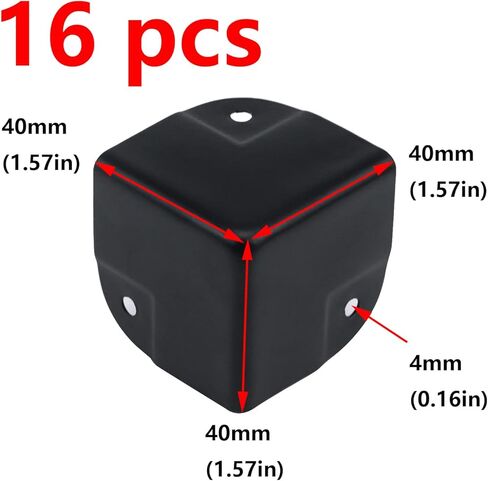 16 قطعة من واقي الزوايا المعدنية السوداء من Antrader، واقي حافة صندوق 1.57 بوصة، واقي زوايا سماعات الخزانات المعدنية (40 × 40 × 40 مم) in Kuwait