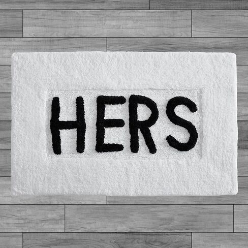 Creative Home Ideas Cotton 2-Piece Bath Rug Set - Soft Cotton Bath Mat - Bathroom Decor - Water Absorbent and Machine Washable - Measures 20"x32" - "His & Hers" - Lakeside Grey in Kuwait