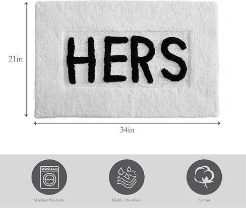 Creative Home Ideas Cotton 2-Piece Bath Rug Set - Soft Cotton Bath Mat - Bathroom Decor - Water Absorbent and Machine Washable - Measures 20"x32" - "His & Hers" - Lakeside Grey in Kuwait