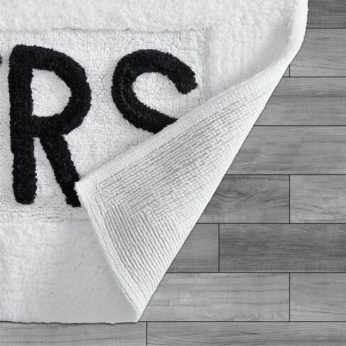 Creative Home Ideas Cotton 2-Piece Bath Rug Set - Soft Cotton Bath Mat - Bathroom Decor - Water Absorbent and Machine Washable - Measures 20"x32" - "His & Hers" - Lakeside Grey in Kuwait