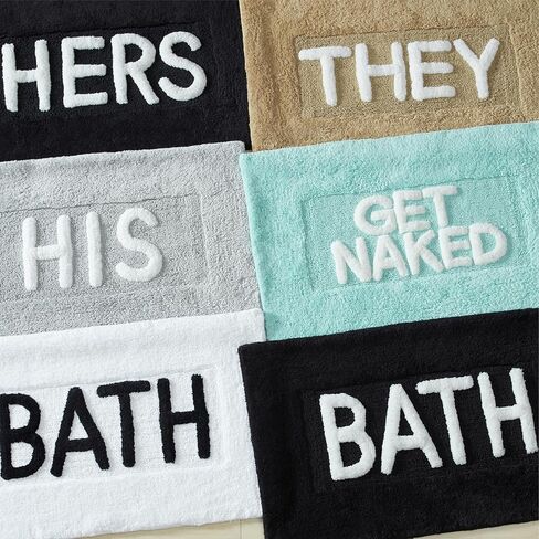 Creative Home Ideas Cotton 2-Piece Bath Rug Set - Soft Cotton Bath Mat - Bathroom Decor - Water Absorbent and Machine Washable - Measures 20"x32" - "His & Hers" - Lakeside Grey in Kuwait