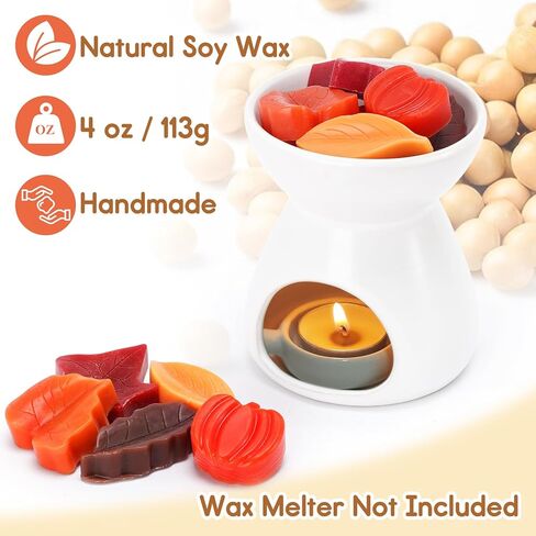 tuitessine سقوط الشمع المعطر يذوب أوراق الخريف اليقطين الشمع على شكل يذوب 4 أوقية شمع الصويا الطبيعي يذوب شراب القيقب اليقطين الفانيليا والقرفة للمنزل هدايا العيد العطر in Kuwait