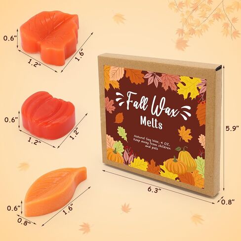 tuitessine سقوط الشمع المعطر يذوب أوراق الخريف اليقطين الشمع على شكل يذوب 4 أوقية شمع الصويا الطبيعي يذوب شراب القيقب اليقطين الفانيليا والقرفة للمنزل هدايا العيد العطر in Kuwait