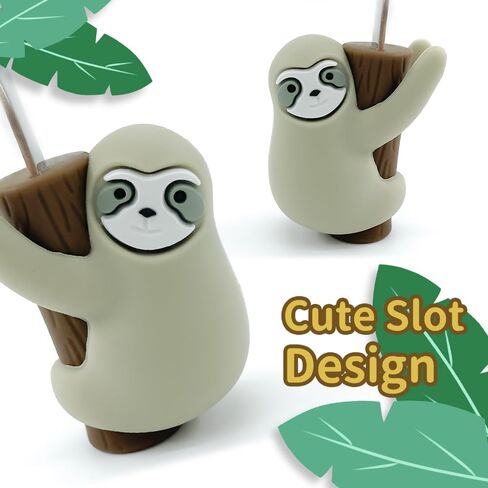 مجموعة أدوات ملعقة وشوكة للأطفال الصغار من YBW مع حقيبة، مقبض سهل الإمساك بحيوان الكسلان اللطيف، حزمة أثناء التنقل للتغذية الذاتية للأطفال الصغار للاستخدام المنزلي أثناء السفر، حيوان الكسلان in Kuwait