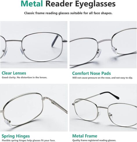 Eyekepper 3-pack Reading Glasses Men Women Metal Full Frame Readers +1.0 in Saudi Arabia