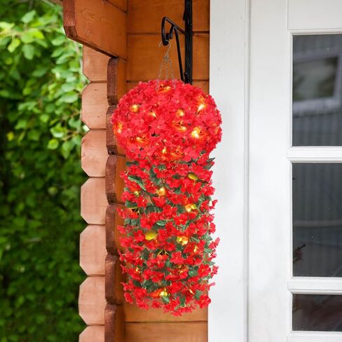 3 قطع من نباتات الكرمة الصناعية المعلقة مع أضواء وشماعة نباتات مكرامية، بوثوس معلقة وهمية مع وعاء داخلي وخارجي، نباتات خضراء معلقة مع سلة لديكور جدار الفناء والمكتب المنزلي in Kuwait