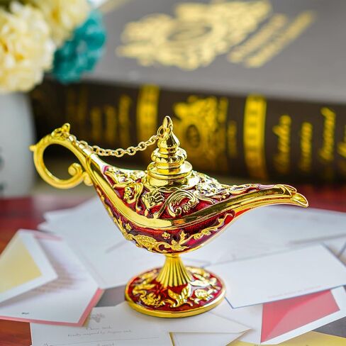 H&D مصباح علاء الدين باللون الاحمر مرسومة باليد، صندوق مجوهرات مزخرف بمفصلات هدية فريدة لديكور المنزل in Saudi Arabia