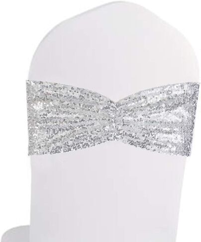 مجموعة الجمال الأبدية مكونة من 25 رباط كرسي ترتر منحني فضي لأغطية كرسي حفلات الزفاف in Kuwait