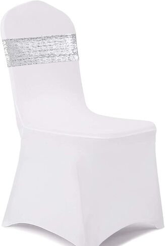 مجموعة الجمال الأبدية مكونة من 25 رباط كرسي ترتر منحني فضي لأغطية كرسي حفلات الزفاف in Kuwait