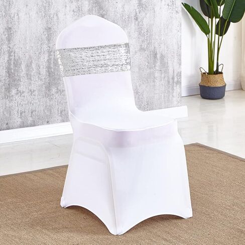 مجموعة الجمال الأبدية مكونة من 25 رباط كرسي ترتر منحني فضي لأغطية كرسي حفلات الزفاف in Kuwait