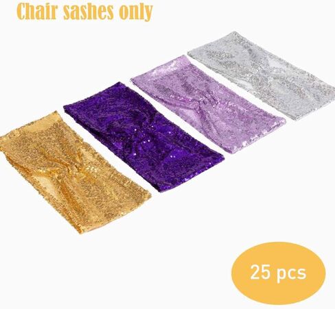 مجموعة الجمال الأبدية مكونة من 25 رباط كرسي ترتر منحني فضي لأغطية كرسي حفلات الزفاف in Kuwait