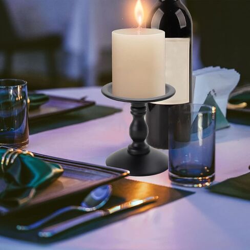 حامل شموع أسود معدني مجموعة من 2، شمعدان عتيق لبيت المزرعة ديكورات المنزل شمعدان لطاولة حفل زفاف المنزل الموقد ديكور in Kuwait