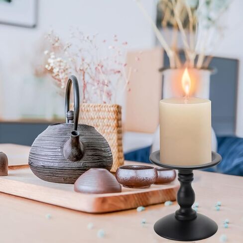 حامل شموع أسود معدني مجموعة من 2، شمعدان عتيق لبيت المزرعة ديكورات المنزل شمعدان لطاولة حفل زفاف المنزل الموقد ديكور in Kuwait