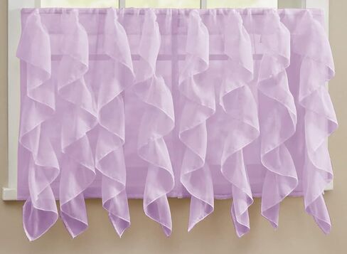 مجموعة Sweet Home مكونة من قطعتين من ستائر شلال مكشكشة رأسية شفافة من الفوال الشلال، 160 سم × 127 سم، عنابي in Kuwait