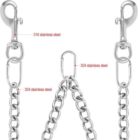 مقود مقود مزدوج ممتد للكلاب الكبيرة والكبيرة جدًا بسعة 300 رطل، مقود مقود معدني ثنائي الاتجاه مقاوم للمضغ، مقود مزدوج غير قابل للكسر مقود كلب أليف ثنائي الاتجاه لكلبين in Kuwait