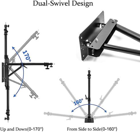 Xibeys Ring Light Wall Mount، الحد الأقصى للطول 51 بوصة / 130 سم ذراع ذراع الرافعة على الحائط مع قاعدة مثلثة للتصوير الفوتوغرافي في استوديو الفيديو فلاش ستروب، ضوء حلقة، عاكس مظلة، صندوق ناعم in Kuwait