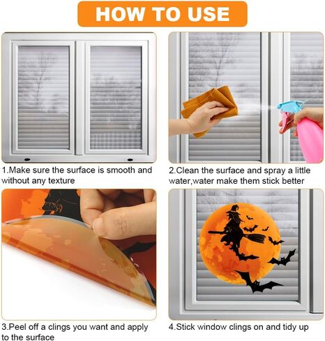 ملصقات نوافذ الهالوين، 73 قطعة من شارات نوافذ الهالوين للنوافذ الزجاجية لديكورات نوافذ الهالوين، الغربان الهيكلية والخفافيش والعناكب وملصقات نافذة القرع الشبح لمستلزمات حفلات الهالوين in Kuwait
