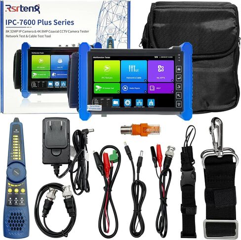 جهاز اختبار كاميرا CCTV من Rsrteng، IPC-7600C Plus مع جهاز تتبع الكابل WT255 4K 8MP 8K 32MP 8160 * 3616P IP كاميرا اختبار 7 بوصة شاشة لمس عالية الدقة IPC Tester دعم WiFi Audio POE HDMI مخرج DC in Saudi Arabia