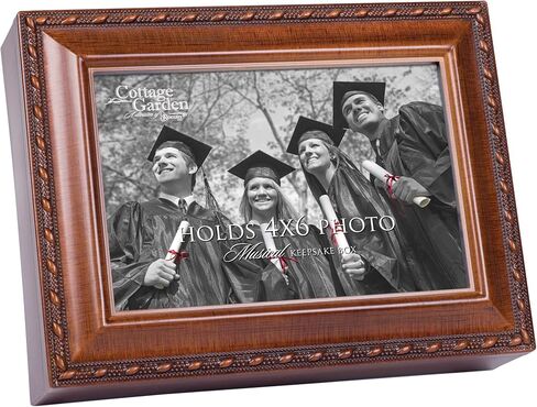Cottage Garden Graduation Woodgrain Rope Trim Jewelry Music Box Plays Wonderful World in Saudi Arabia