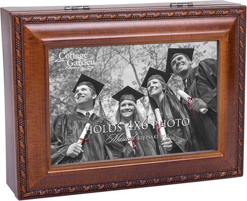 Cottage Garden Graduation Woodgrain Rope Trim Jewelry Music Box Plays Wonderful World in Saudi Arabia