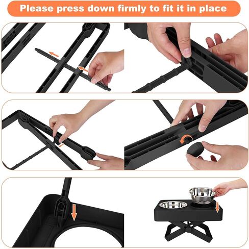 Elevated Dog Bowls, Adjustable Stable X-Design Stand Feeder Dog Bowl with 2 Stainless Steel Food & Water Bowls, Non-Slip Heights from 2.75'' to 9.8'' for Small Medium Large Dogs and Cats, Black in Kuwait