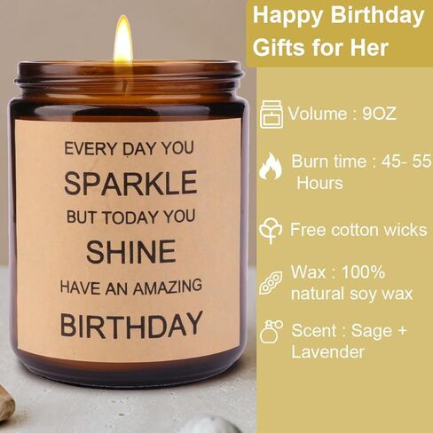 Birthday Gifts for Women Sister, Funny Birthday Gifts, Unique Scented Candles Present for Best Friend Men Mom Wife Girlfriend Her Him, Happy Birthday Gift Idea for 21st 30th 40th 50th, 9OZ in Kuwait
