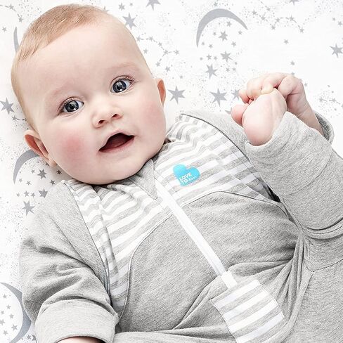 بدلة Love to Dream Swaddle UP الانتقالية، رمادية، كبيرة، 19-24 رطلاً، أجنحة بسحاب حاصلة على براءة اختراع وأكمام فريدة من نوعها مهدئة ذاتيًا، الانتقال بأمان من التقميط إلى خالية من الأسلحة قبل التدحرج in Saudi Arabia