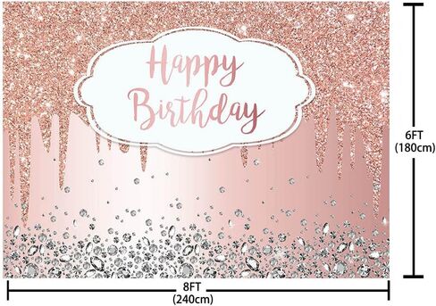 ABLIN 7x5ft Happy Birthday Backdrop Dripping Glitter Crystal Diamond Silver Photo Background Girls Women Bday Party Decorations Cake Table Banner Wall Decor Props in Saudi Arabia