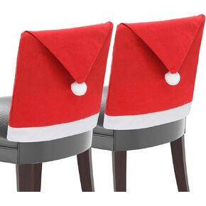 MoNiBloom 2-Pieces Christmas Chair Cover, Red Non-Woven Fabric Xmas Chair Back Covers, Christmas Decorations Chair Slipcovers for Indoor, Dining Restaurant Festival Holiday Home Decoration in Kuwait