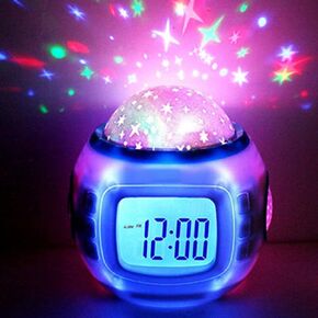 LED Star Projector Starry Night Light Projector with LED Alarm Clock Battery Powered Projector Lamp with Music for Bedroom, Home Theater, Girl Boy in Kuwait