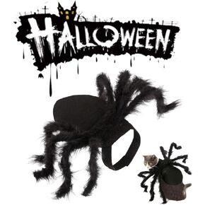 Dog Spider Costume, Spider Dog Costume Halloween Costume for Dogs or Cats, Horror Simulation Plush Big Spider Wings Dress Up Halloween Party Decoration. (S) Black in Saudi Arabia