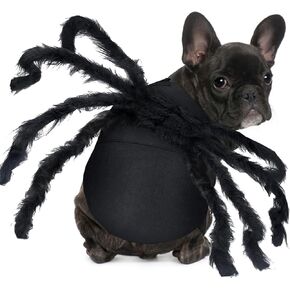 Pet Spider Costume Halloween Furry Giant Simulation Spider Apparel for Cats and Small to Medium Dogs Halloween Party Dress Up Festival Decoration Cosplay Costume (Large)