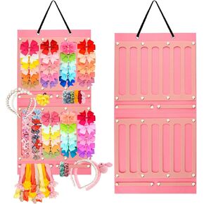 حامل عصابات الرأس من SKYNEO للفتيات الصغيرات، منظم عصابات الرأس المعلقة، منظم حامل قوس الطفل مع شماعات مخملية على شكل قلب (وردي فاتح) in Kuwait