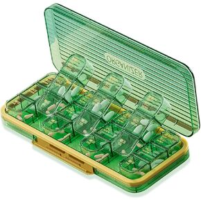 في تي ايه ار منظم حبوب الدواء الاسبوعي 3 مرات في اليوم، صندوق حبوب دواء كبير محمول للسفر لمدة 7 ايام حاوية فيتامين وزيت السمك، حافظة حبوب مكملات الادوية - 21 مساحة تخزين in Kuwait