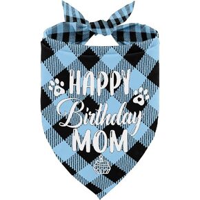 Dog Bandana, Happy Birthday Mom Dog Bandana, Dog Scarf Classical Plaid Printing, Dog Scarf Accessories, Dog Bandana Pet Scarf, Pet Scarf Accessories, Dog Bandana Gift for Mom Birthday Party (L16) in Kuwait