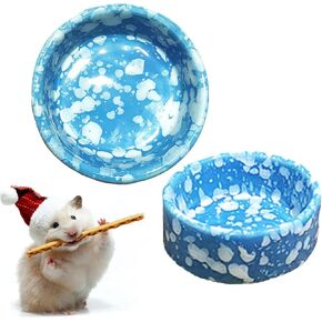 kathson 2 Pcs Hamster Food Bowl Guinea Pig Ceramic Water Bowl Small Animal Feeding Dish for Dwarf Hamster Gerbil Syrian Ferret Hedgehog Chinchilla Bunny (Blue)… in Kuwait