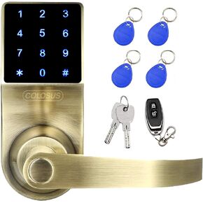 Electronic Keyless Door Lock, Keyless Entry with Touchscreen, Key Fobs, Remote Control, Keys for Home, Office or Commercial, Silver NDL319
