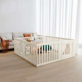 BanaSuper Baby Playpen 63 بوصة × 63 بوصة 8 لوحات لعب للأطفال مركز نشاط للأطفال مع بوابة سياج أمان للأطفال الصغار في المنزل ساحة لعب داخلية للأطفال الأولاد والبنات هدية عيد الميلاد in Kuwait