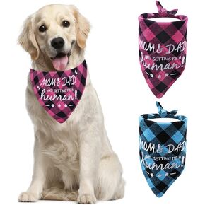 HACRAHO Plaid Dog Bandana Scarf, 2 Packs Soft Cotton Big Sister Dog Bandana Adjustable Triangle Pet Scarf for Small Medium Dogs Pets, Rose Red and Red
