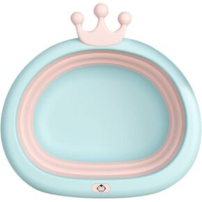 RONGXG Crown Baby Wash Basin Collapsible Plastic for Cute Cartoon Folding Washbasin Portable Infant Washing Up Tub Newborn Face Foot Ass Home Travel Care, Blue, one size