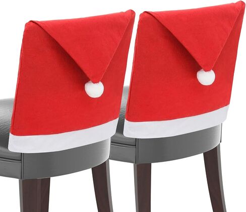 MoNiBloom 2-Pieces Christmas Chair Cover, Red Non-Woven Fabric Xmas Chair Back Covers, Christmas Decorations Chair Slipcovers for Indoor, Dining Restaurant Festival Holiday Home Decoration in Saudi Arabia