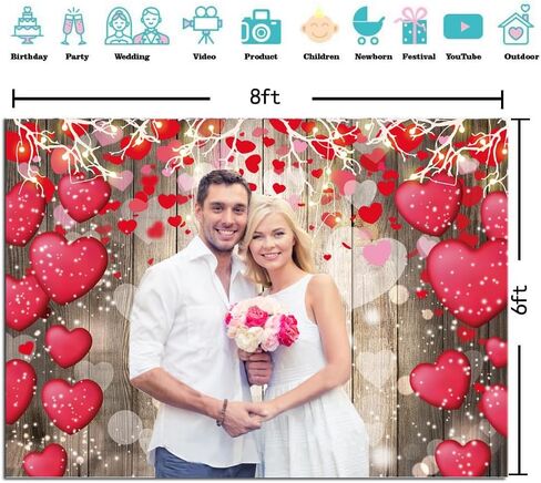 CYLYH 7x5ft Valentine's Day Wood Backdrops Valentine's Day Photography Backdrops Baby Shower Kid Birthday Party Decor Banner D519 in Saudi Arabia